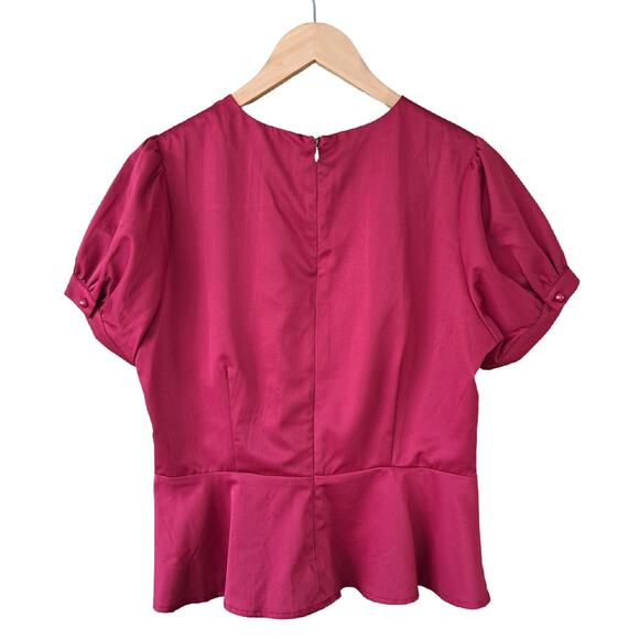 Collectif x Modcloth Pinup Whim Red Peplum Top Size 10 holiday - Picture 10 of 12